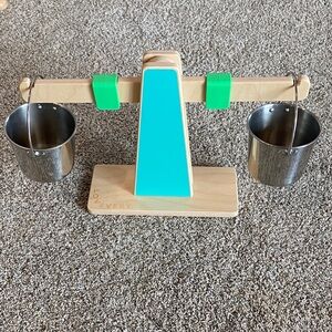 Lovevery Wooden Balance Scale Toy with Stainless Steel Buckets